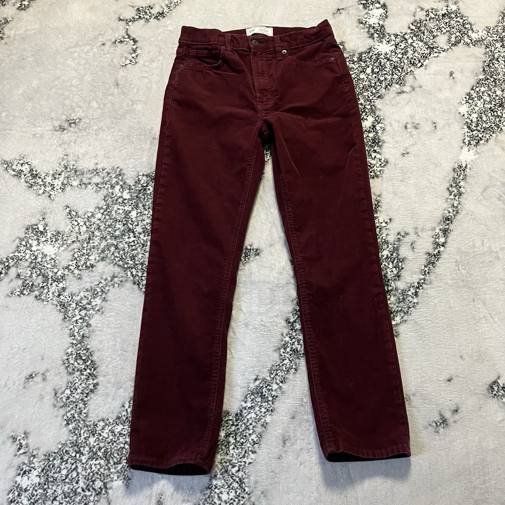 Gap Corduory Pants Womens Size 4 27 Dark Burgundy Vintage Slim High Rise